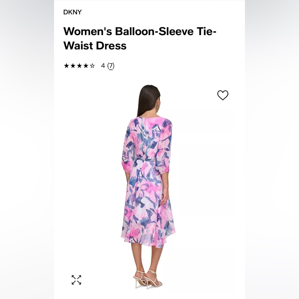 NWT DKNY Ballon Sleeve Tie Waste Dress